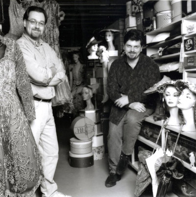 Kenn Norman (left) and Jonathan Walford (right), in costume storage room